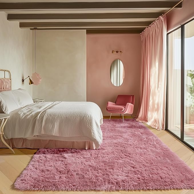 ONASAR Blush Rugs for Living Room Bedroom, Fluffy 5x8 Bedside Area Rug - Image 4