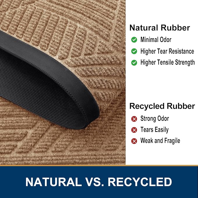 Smiry Front Door Mat Outside Entrance, Heavy Duty Sturdy Natural Rubber Doormat - Image 5