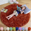 Amdrebio Terracotta Rust Circle Round Rug 4Ft by Amdrebio