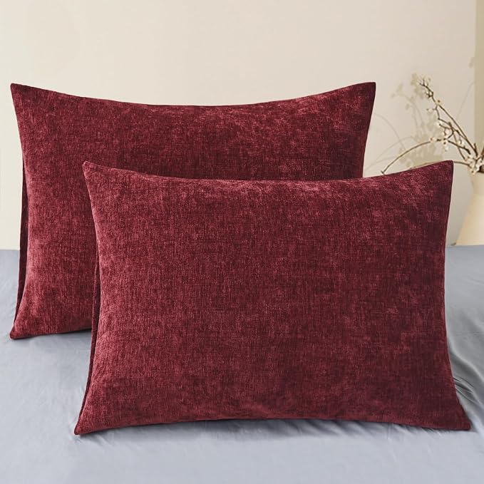 CaliTime Throw Pillow Covers Decorative 20 X 26 Inches Pack of 2 Cozy Chenille by CaliTime