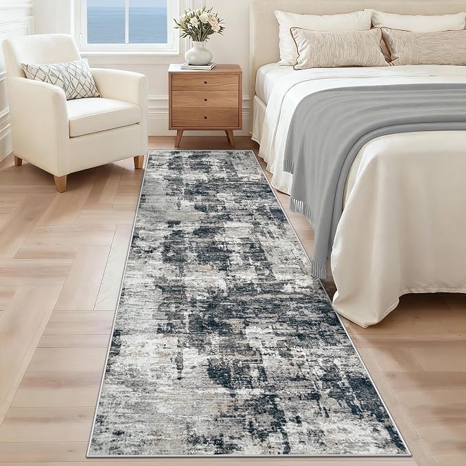 XLUEZ 2x8 Runner Rug for Hallway, Washable Modern Abstract Runner Rugs Neutral - Image 2