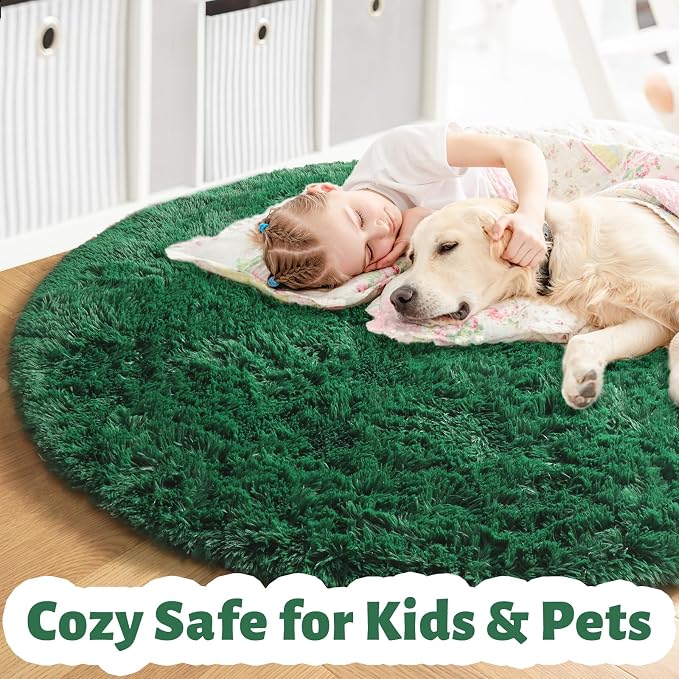 Amdrebio Dark Green Round Rug 4Ft - Image 2