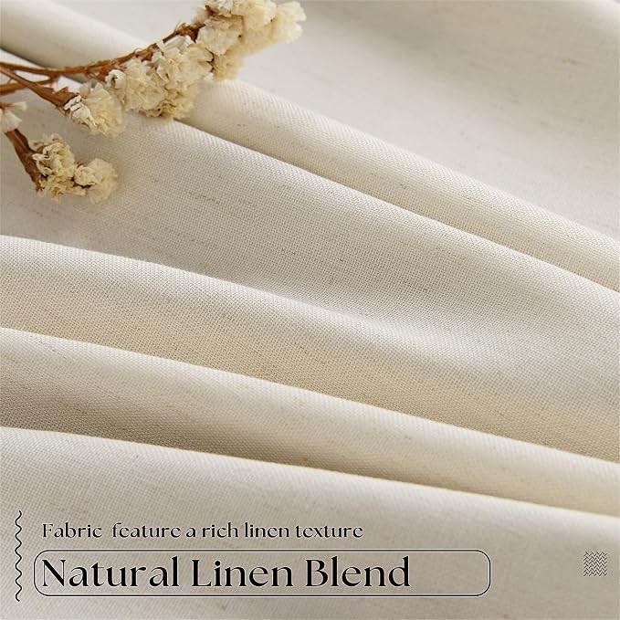Pleated Cream Beige Linen Blackout Curtains - Image 5