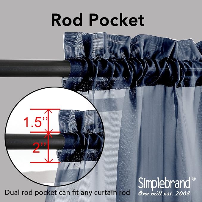 Simplebrand Sheer Curtains 72 Inches Long 2 Panels - Image 2