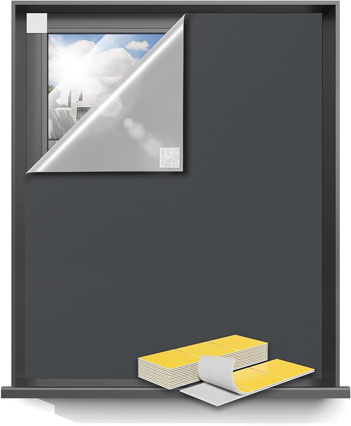 Blackout Curtains for Bedroom 75"x57" Portable No Drill Blackout Blinds by Sumobaby