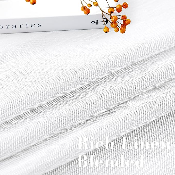 H.VERSAILTEX White Linen Sheer Curtains - Image 4