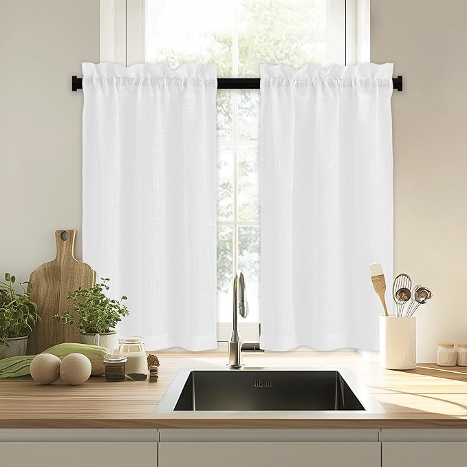 RYB HOME White Linen Textured Sheer Ties - Image 7