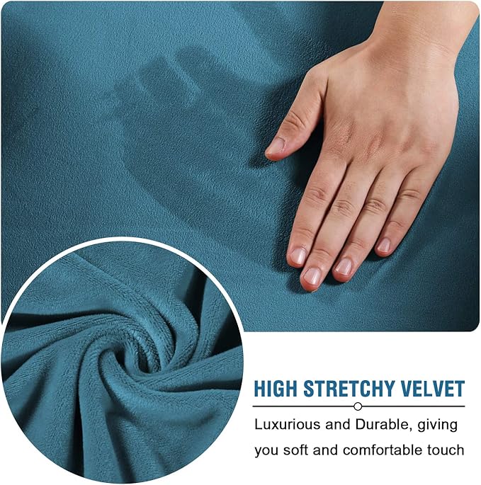 H.VERSAILTEX Modern Velvet Plush 4 Piece High Stretch Sofa Slipcover Sofa Cover - Image 5