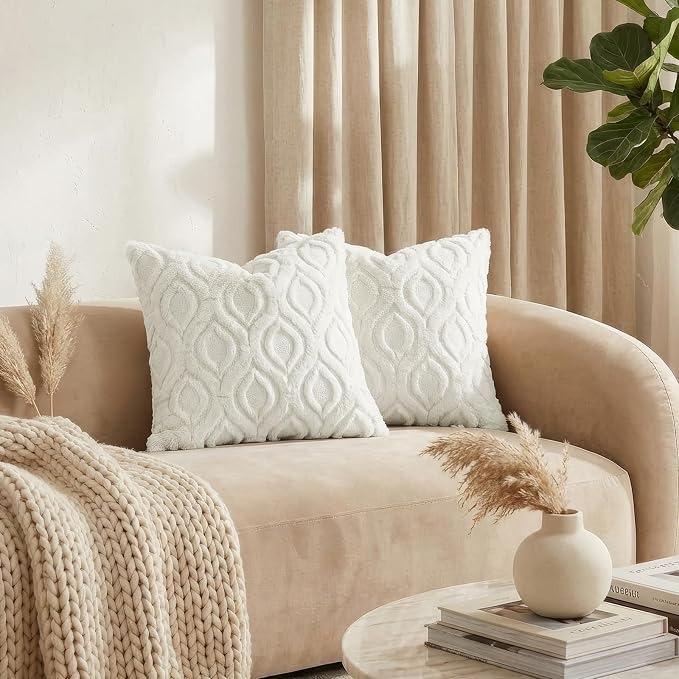 decorUhome Throw Pillow Covers 26x26 Inch Set of 2, Soft Plush Decorative Faux - Image 3