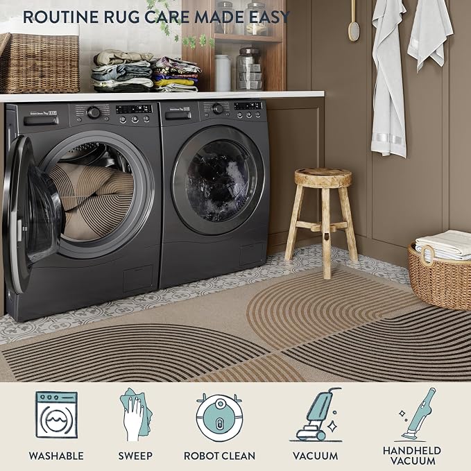 Lahome Modern Rainbow Easy Jute 3x5 Patio Rug, Washable Rugs - Image 3