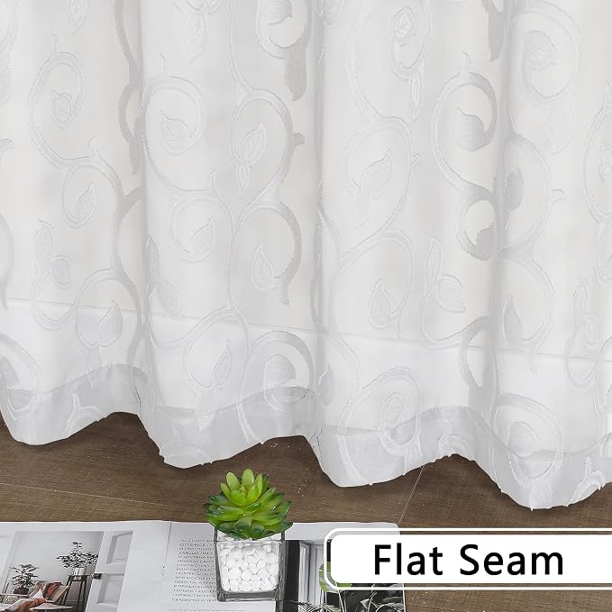 OWENIE Furman Extra Long Sheer White Curtains 96 inches Long - Image 7