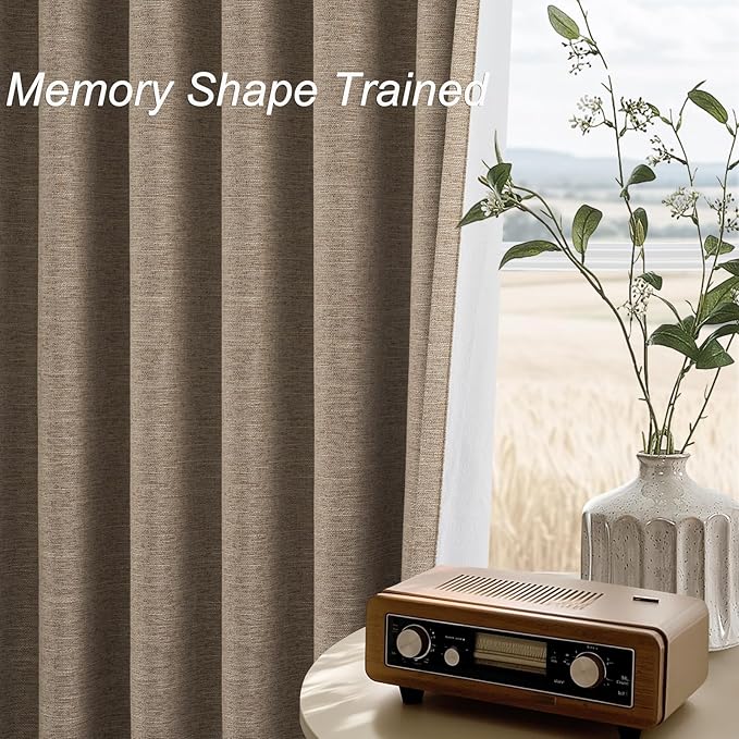 Topfinel Greige 90 Inches Long Blackout Natural Linen Curtains - Image 4