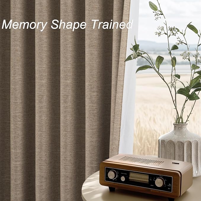 Topfinel Taupe Burlap Linen Blackout Curtains & Drapes 84 Inch Length 2 Panels - Image 4