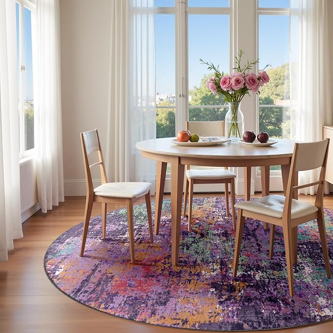 Washable Area Rugs 8ft Non-Slip Modern Abstract Soft - Image 2