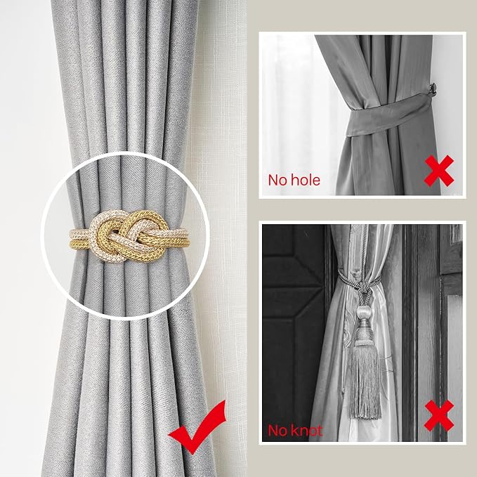 NICEEC 4 Pack Mini Magnetic Curtain Tiebacks Nordic Simple Style Drape Tie - Image 2