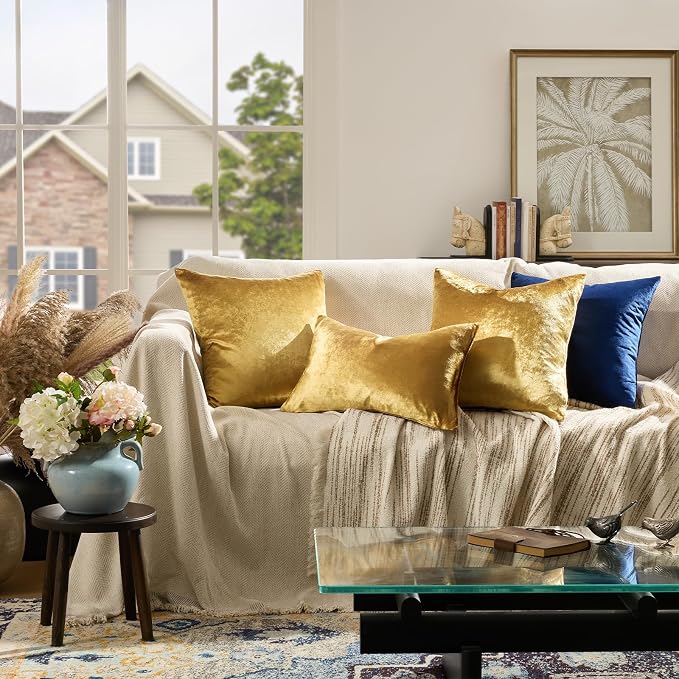 GIGIZAZA Gold Velvet Decorative Throw Pillow Covers, 18x18 Pillow Covers - Image 6