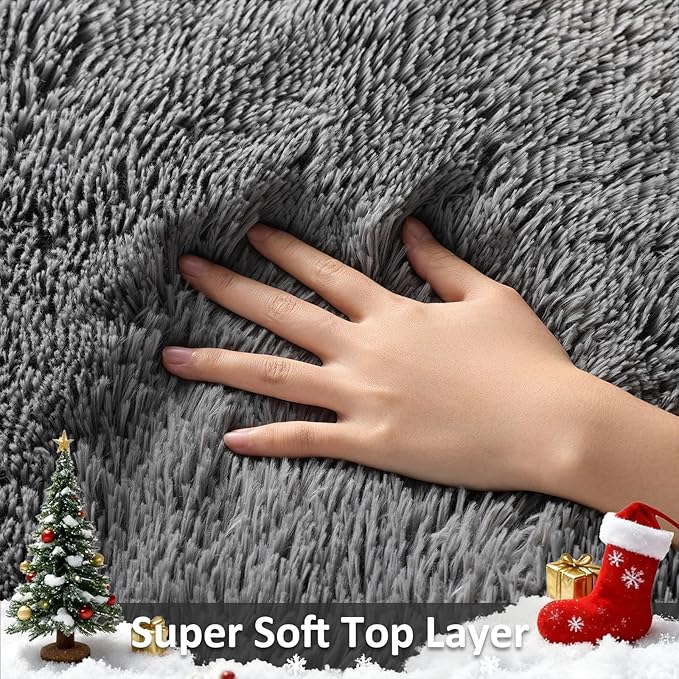 Ophanie 5x7 Area Rugs for Living Room Grey, Fluffy Shag Large Fuzzy Plush Soft - Image 2