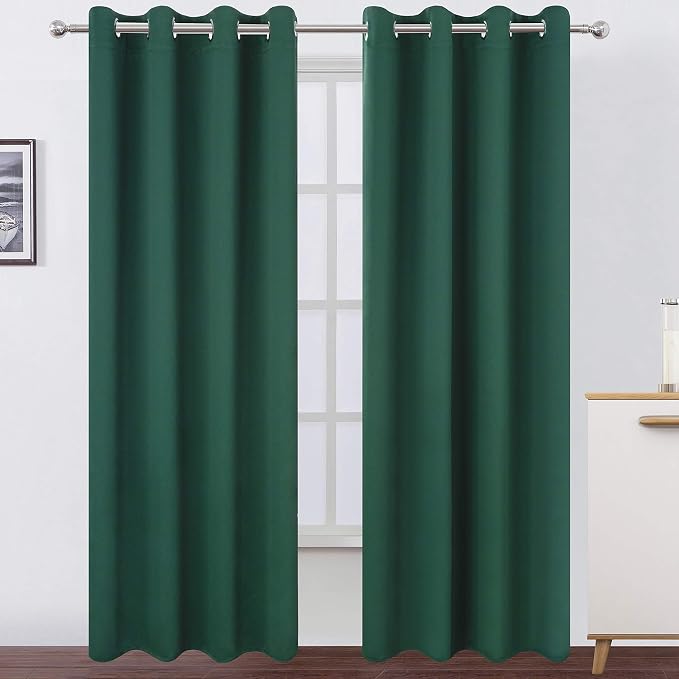 LEMOMO Blackout Curtains 66 x 95 inch/Dark Green Curtains Set of 2 by Lemomo