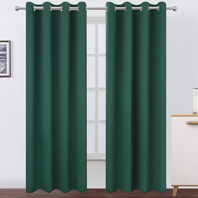 LEMOMO Dark Green Blackout Curtains/52 x 84 Inch Long/Set of 2 Curtain by Lemomo