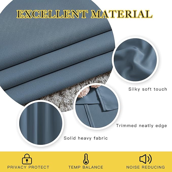 NICETOWN Smoky Blue Blackout Curtains - Image 3
