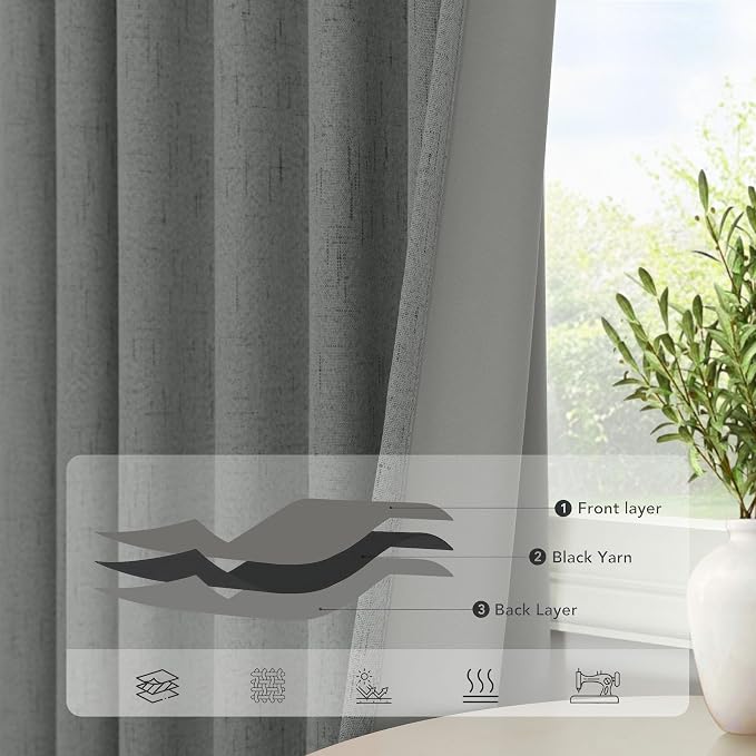 Dark Grey Thermal Curtains 54 Inch Length - Image 4