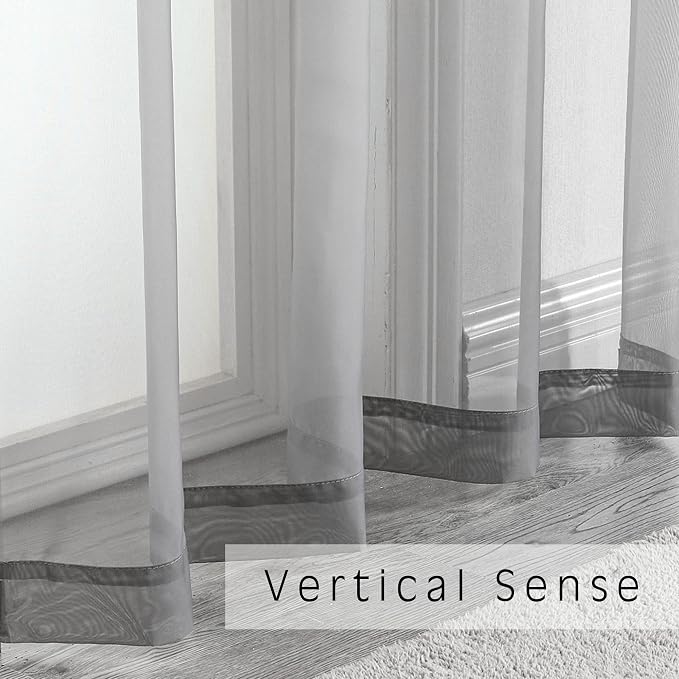 OWENIE Grey Sheer Curtains 144 inch Extra Long, Elegant and Airy Drapes - Image 4