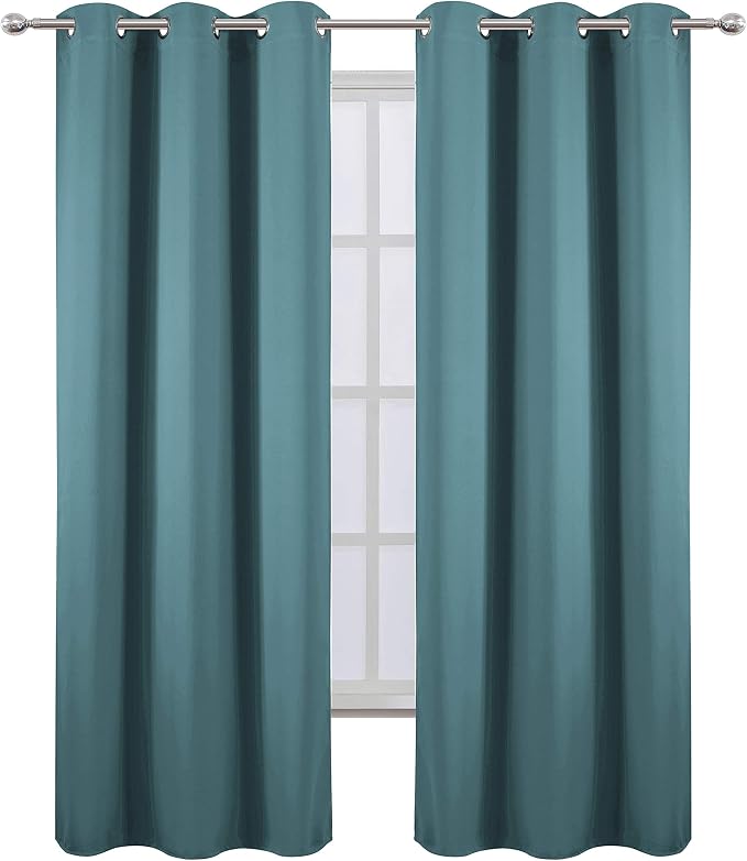 LEMOMO Sea Teal Thermal Blackout Curtains/42 x 95 Inch/Set of 2 Panels Room - Image 2