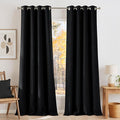 NICETOWN Faux Linen Black Blackout Curtains 84 inches Long by NICETOWN