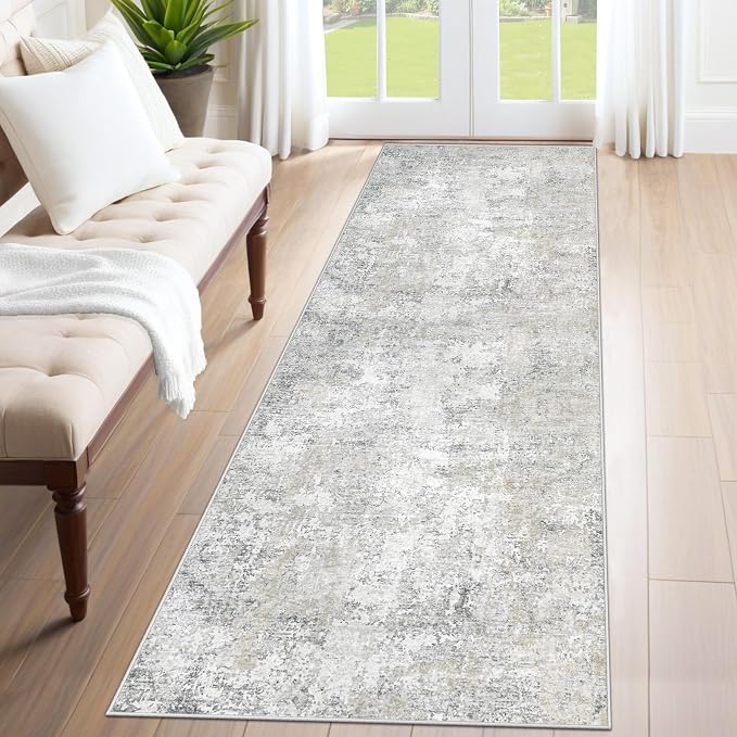 XLUEZ 2x8 Runner Rug for Hallway, Washable Modern Abstract Runner Rugs Neutral by XLUEZ