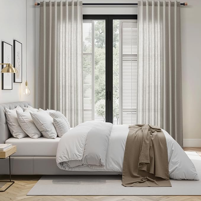 Nanspring Silver Grey Linen Curtains 90 Inch 2 Panels - Image 7