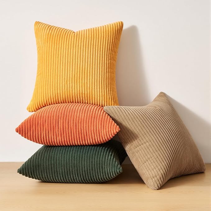 Topfinel Boho Farmhouse Green Rust Striped Pillow Covers 24x24 Set of 4 Mordern - Image 7