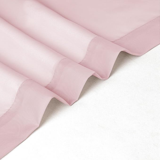 Chyhomenyc Blush Pink Sheer Curtains 30 inch Length 2 Panels, Light Filtering - Image 9