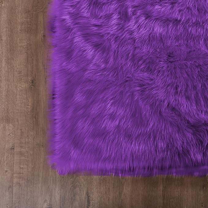 Goolela Purple Area Rug 5x8 Fluffy Fuzzy Furry Carpet - Image 6