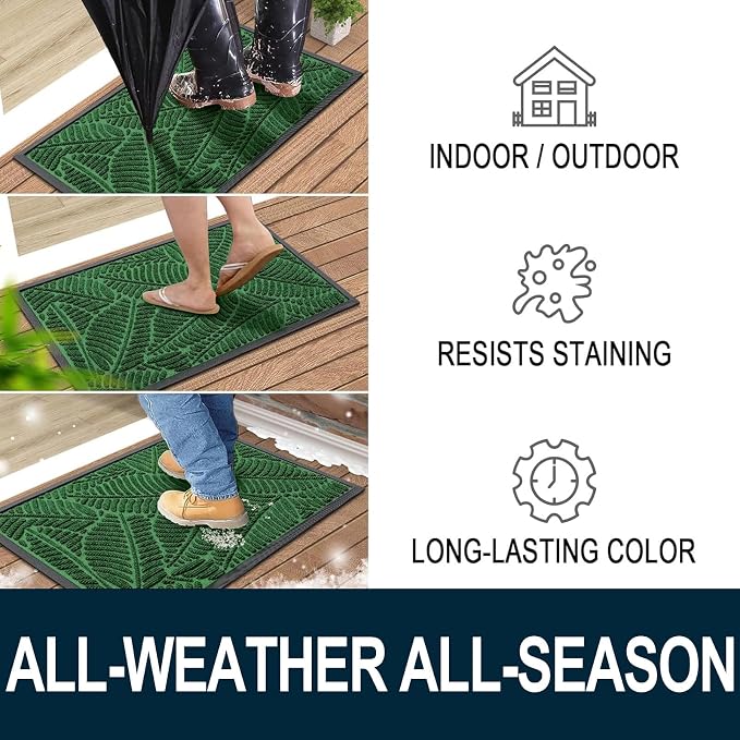 Colorxy Waterproof Doormat, Sturdy Natural Rubber Front Indoor Mat, Non Slip - Image 4