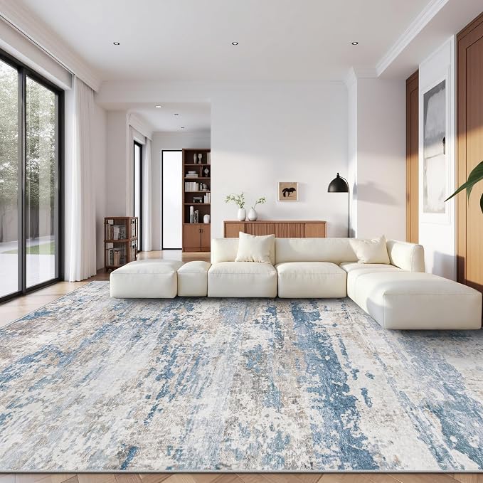 pmtsns Area Rugs 10x14 Living Room: Washable Rug Modern Abstract Neutral Soft by pmtsns