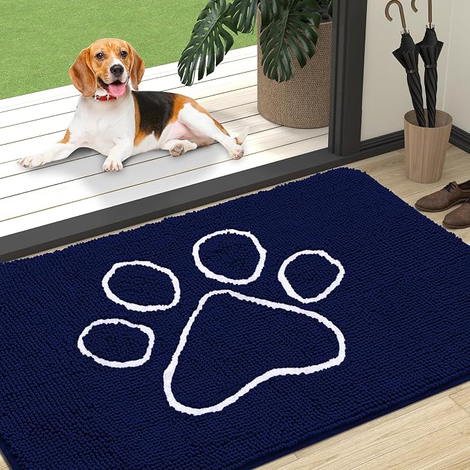 OLANLY Dog Door Mat for Muddy Paws 47x32, Paw Print Design, Absorbs Moisture by OLANLY