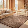 Ophanie Brown and White Diamond Striped Rugs by Ophanie