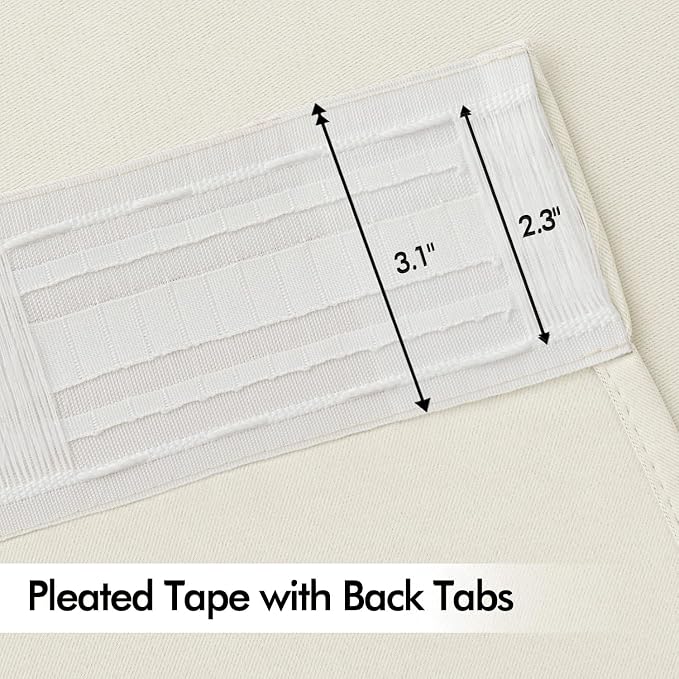MIULEE Beige White Back Tab Blackout Curtains 90 Inches Long 2 Panels Set - Image 4