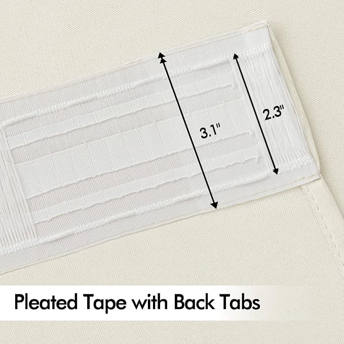 MIULEE Beige White Back Tab Blackout Curtains 102 Inch Long 2 Panels Set - Image 4