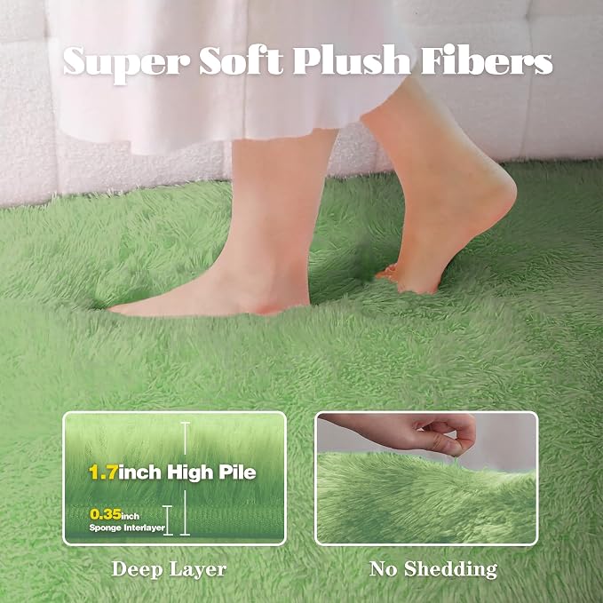 2x6 Runner Rug for Bedroom: Fluffy Shag Soft Washable Rugs Small Fuzzy Plush - Image 3