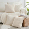 Fancy Homi 4 Packs Boho Cream Decorative Throw Pillow Covers 24x24 Inch by Fancy+Homi
