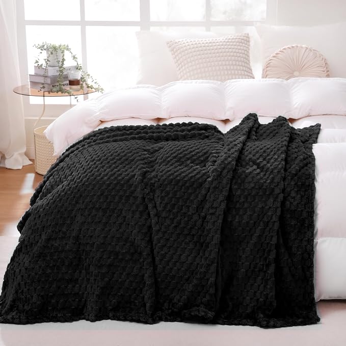 Black Throw Blanket 50"×70" inches Gifts by Puncuntex