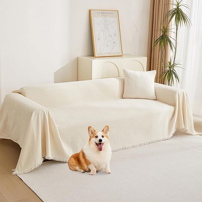 MYSKY HOME Couch Cover for Pets, Couch Covers Sectional L Shape Chenille Couch by MYSKYHOME