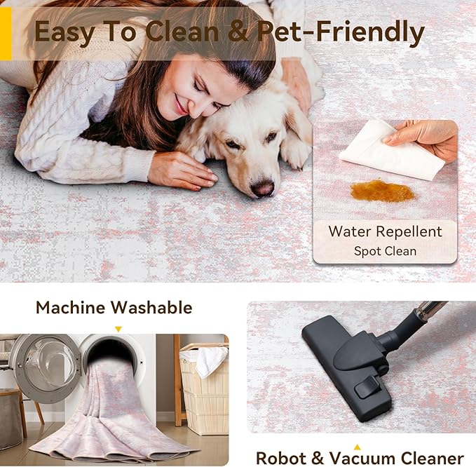 Washable Area Rugs 4ft Non-Slip Modern Abstract Soft - Image 5