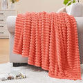 BEDELITE 3D Ribbed Coral Red Fleece Throw Blanket by BEDELITE
