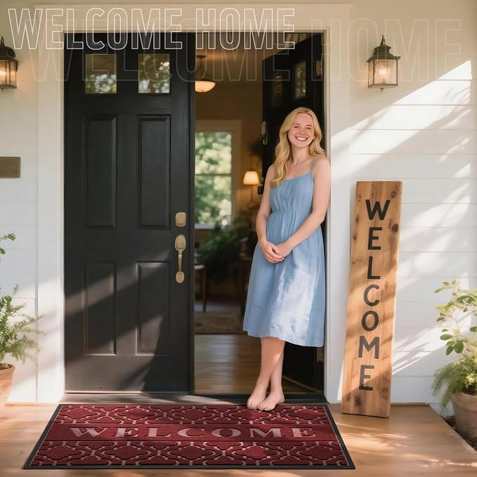 Yimobra Welcome Mat Outdoor Indoor, All-Season Waterproof Front Door Mat - Image 3