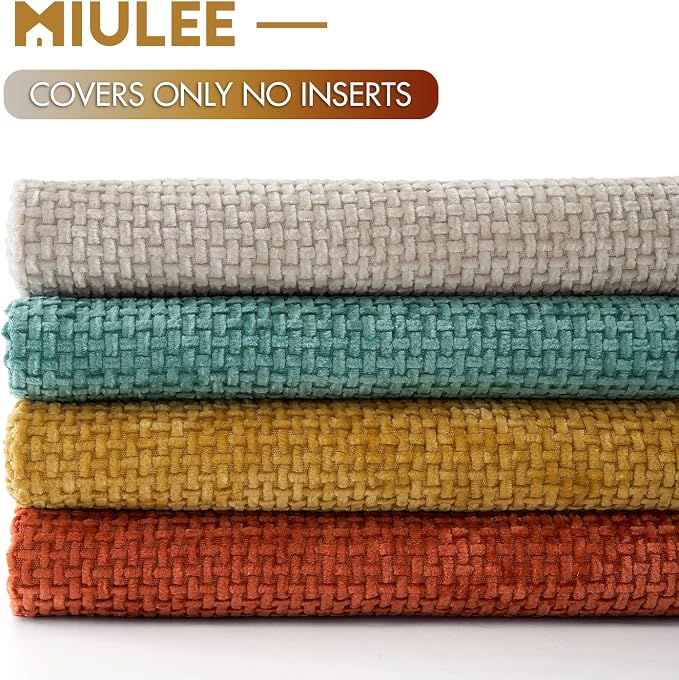 MIULEE Pack of 4 Couch Throw Pillow Covers 18x18 Inch Neutral Orange/Teal Soft - Image 6