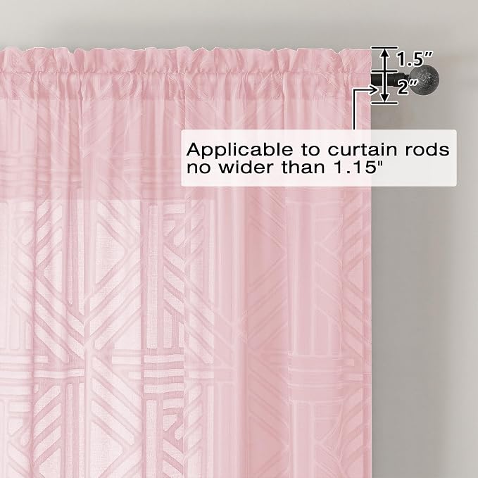 Simplebrand Blush Sheer Curtains 72 Inch Length 2 Panels - Image 4