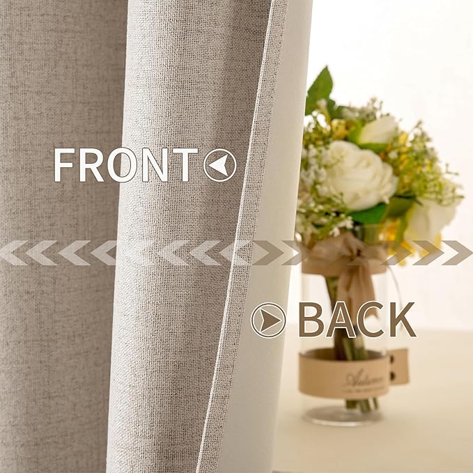 MIULEE Linen Textured Curtains Solid 100% Blackout - Image 6