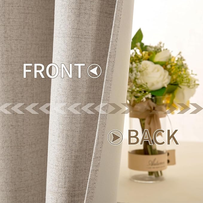 MIULEE Linen Textured Curtains for Bedroom Solid 100% Blackout Thermal - Image 6